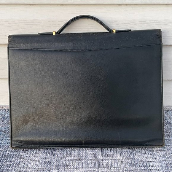 Auth YVES SAINT LAURENT Bag Business Document Bag 2 way Clutch Bag Black Leather - Picture 8 of 13